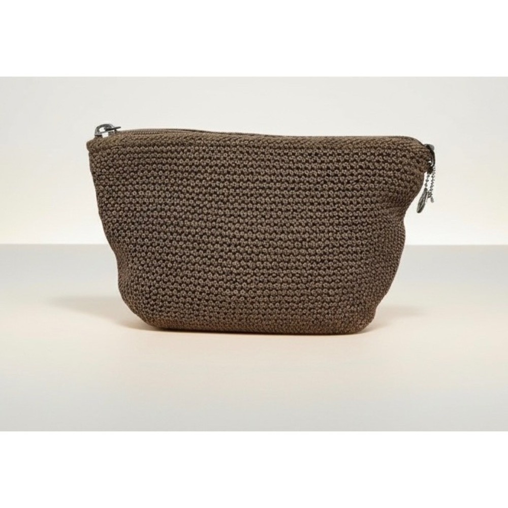 The Sak Crochet Cosmetic Bag‎ Brown Tan Makeup Pouch Small